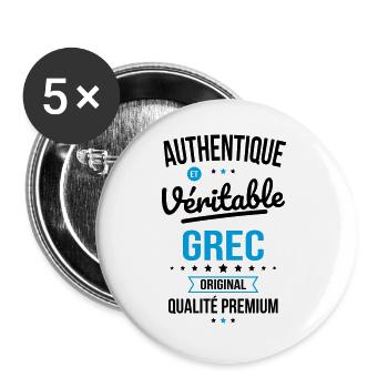 Authentique et véritable Grec - Original - Lot de 5 grands badges (56 mm) - blanc - Devant