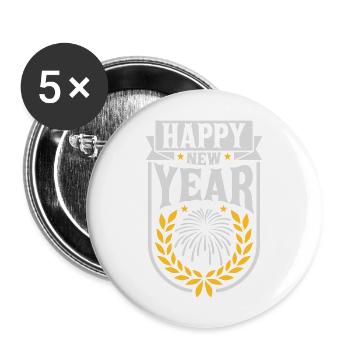 happy new year Zitat - Buttons groß 56 mm (5er Pack) - Weiß - Vorne