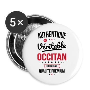 Authentique et véritable Occitan - Original - Lot de 5 grands badges (56 mm) - blanc - Devant