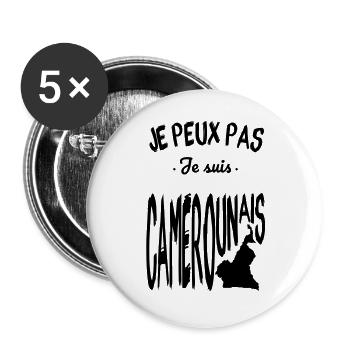 Je peux pas je suis Camerounais - Lot de 5 grands badges (56 mm) - blanc - Devant