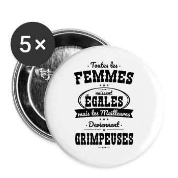 Femmes égales les meilleures deviennent grimpeuses - Lot de 5 grands badges (56 mm) - blanc - Devant