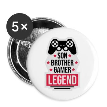 Son Brother Gamer Legend - Buttons large 2.2''/56 mm (5-pack) - white - Front