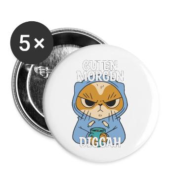 Guten Morgen Diggah Geschenk - Buttons groß 56 mm (5er Pack) - Weiß - Vorne