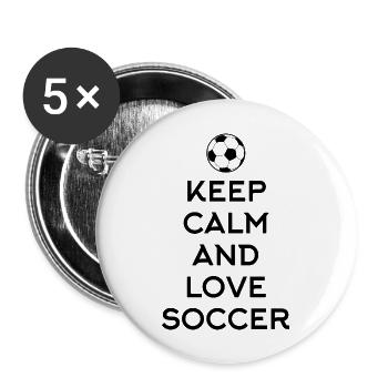 Soccer Fussball - Buttons groß 56 mm (5er Pack) - Weiß - Vorne