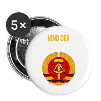 Kind der DDR - Ossi Ostdeutsch Ostdeutschland - Buttons groß 56 mm (5er Pack) - Weiß - Vorne
