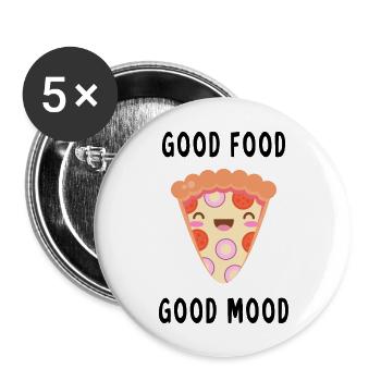 Good food good mood bonne nourriture bonne humeur - Lot de 5 grands badges (56 mm) - blanc - Devant