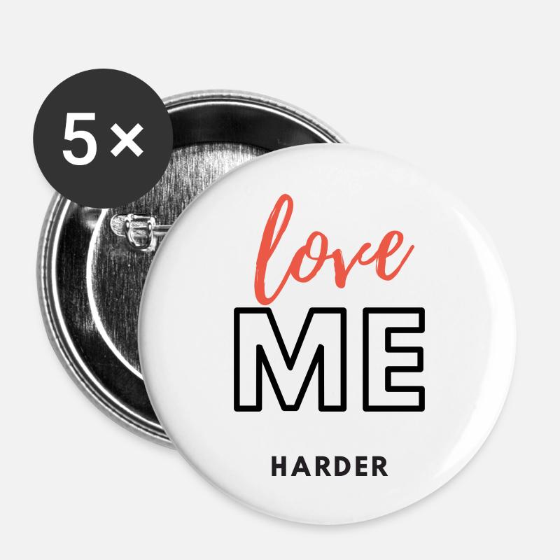 Love me HARDER - Buttons large 2.2''/56 mm (5-pack) - white