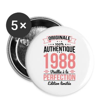 Anniversaire 35 ans - Originale - 1988 - Lot de 5 grands badges (56 mm) - blanc - Devant