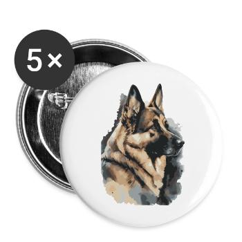 German Shepherd Watercolors - Buttons large 2.2''/56 mm (5-pack) - white - Front