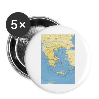Carte de la Grèce avec les villes, les routes, les rivières, le lac - Lot de 5 grands badges (56 mm) - blanc - Devant