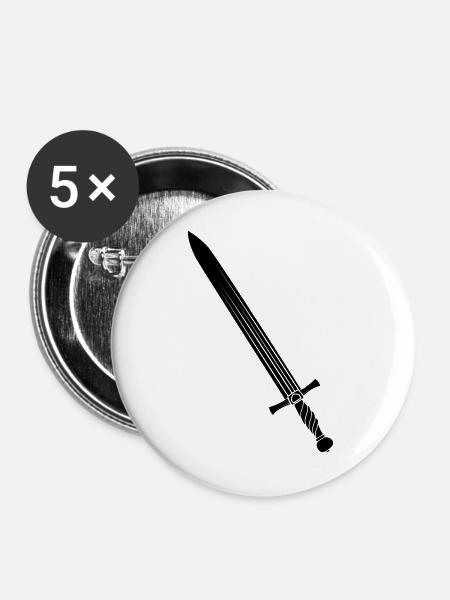 Schwert - Buttons groß 56 mm (5er Pack) - Weiß
