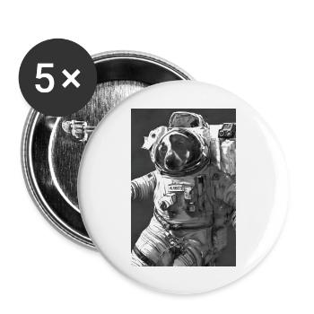 Jack Russel Terrier - Hunde Tshirt im Weltall - Buttons groß 56 mm (5er Pack) - Weiß - Vorne