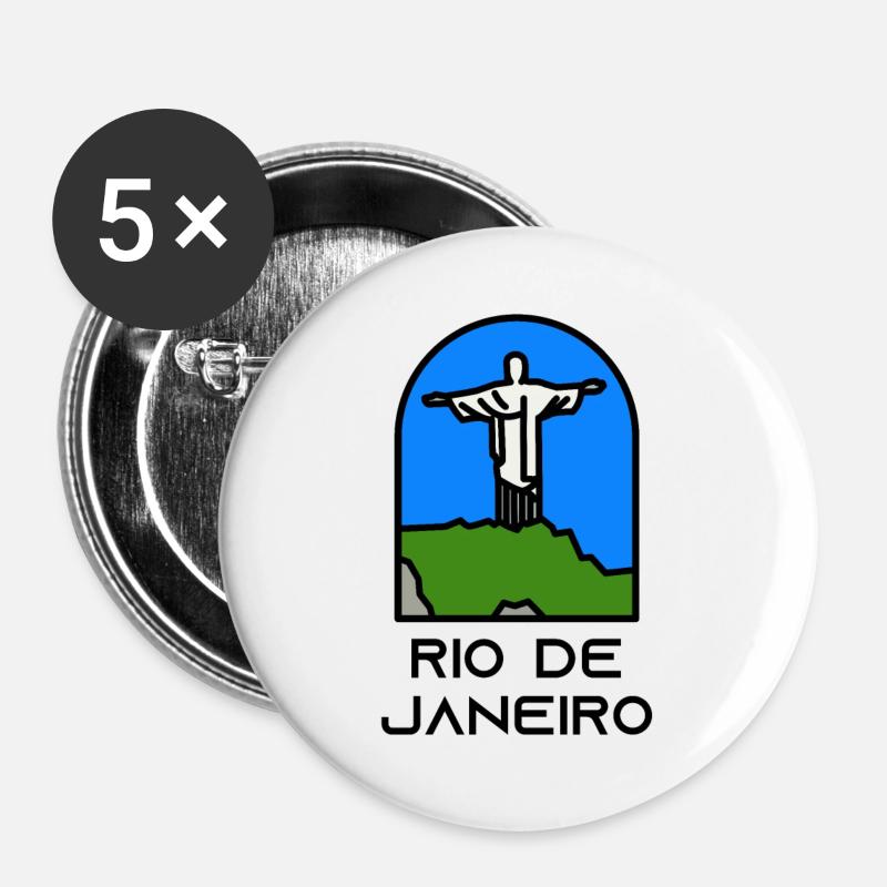 Rio de Janeiro - Buttons large 2.2''/56 mm (5-pack) - white