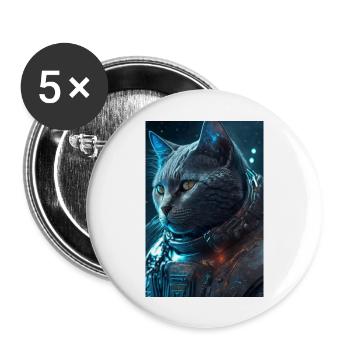 Cat in space - Buttons large 2.2''/56 mm (5-pack) - white - Front