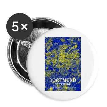 Nachtblaue moderne ästhetische Dortmund Karte - Buttons groß 56 mm (5er Pack) - Weiß - Vorne