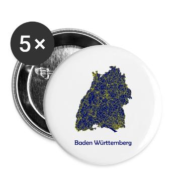 Abstrakte Baden Württemberg Straßen Karte - Buttons groß 56 mm (5er Pack) - Weiß - Vorne