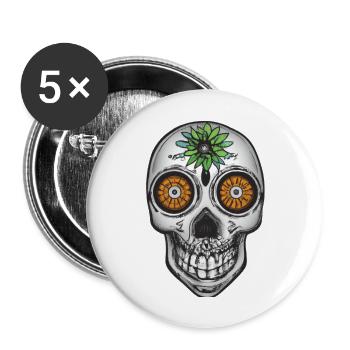 Skull Mexican Style, Día de Muertos - Buttons large 2.2''/56 mm (5-pack) - white - Front