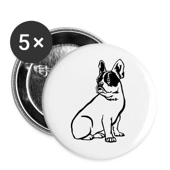 Français Bulldog - Lot de 5 grands badges (56 mm) - blanc - Devant