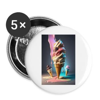 cornet de crème glacée nourriture sucrée nourriture foodie love ice cream - Lot de 5 grands badges (56 mm) - blanc - Devant