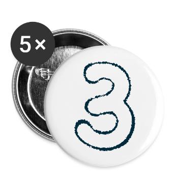 Number 3 - Buttons large 2.2''/56 mm (5-pack) - white - Front