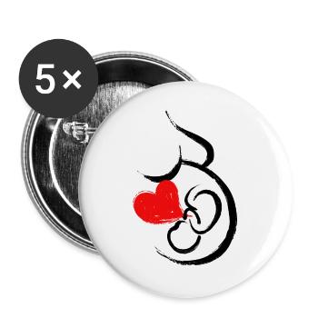 Bébé Ventre Coeur Bébé Grossesse Grossesse Maman - Lot de 5 grands badges (56 mm) - blanc - Devant