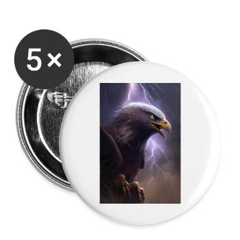 Eagle Lightning Cool Storm Animal Bird Epic - Buttons large 2.2''/56 mm (5-pack) - white - Front