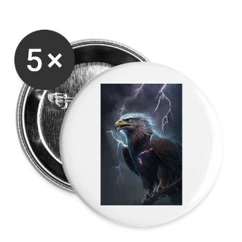 Eagle Lightning Cool Storm Animal Bird Epic - Buttons large 2.2''/56 mm (5-pack) - white - Front