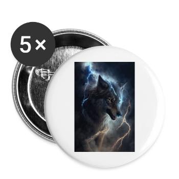 Wolf Blitz Thunder Epic Cool Epic Wolves - Buttons large 2.2''/56 mm (5-pack) - white - Front