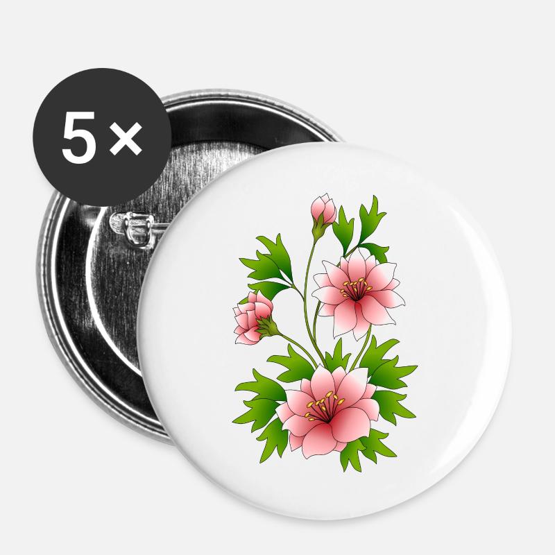 Blumen - Buttons groß 56 mm (5er Pack) - Weiß