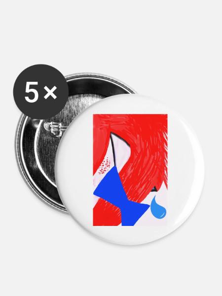 Rothaarig und Tränen. - Buttons groß 56 mm (5er Pack) - Weiß