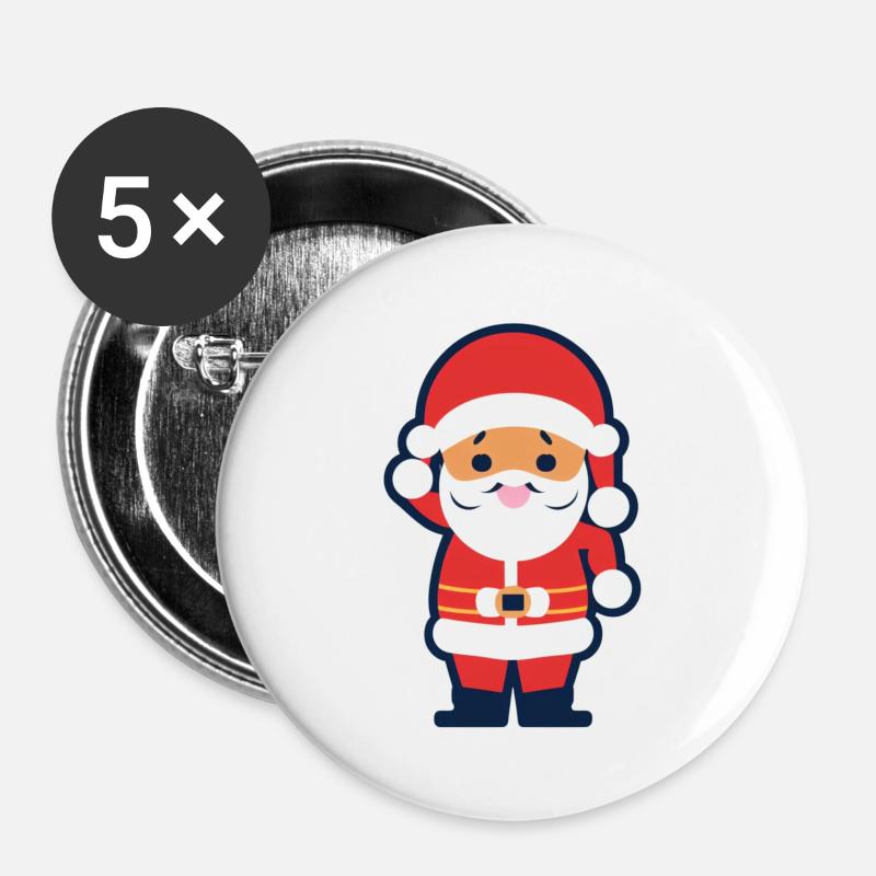 Santa Claus - Buttons large 2.2''/56 mm (5-pack) - white