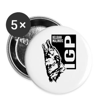 IGP Belgian Malinois Hundesport Hund Wilsigns - Buttons groß 56 mm (5er Pack) - Weiß - Vorne