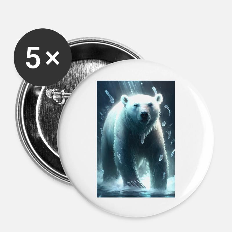 Eisbär - Buttons groß 56 mm (5er Pack) - Weiß