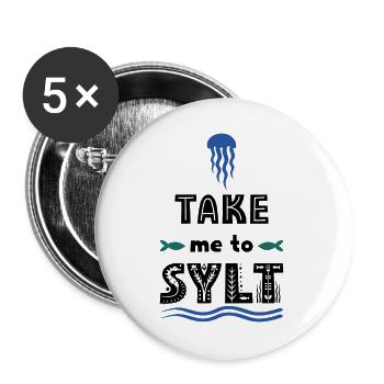 Sylt - Buttons groß 56 mm (5er Pack) - Weiß - Vorne