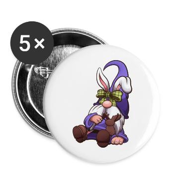 Osterzwerg, der zu viel Schokolade gegessen hat - Buttons groß 56 mm (5er Pack) - Weiß - Vorne