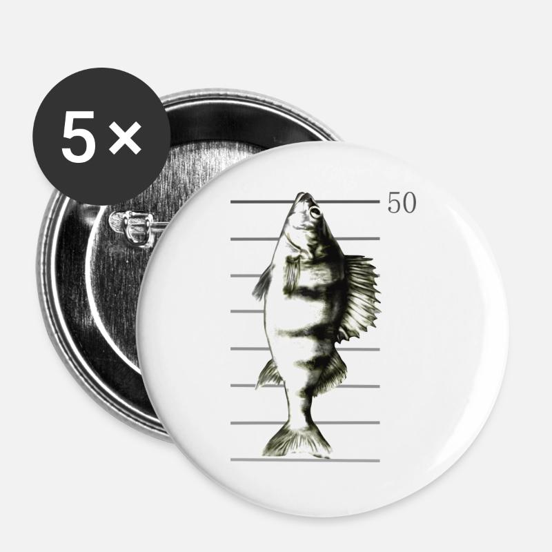 Perch Fishing - Buttons large 2.2''/56 mm (5-pack) - white