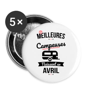 Les meilleures campeuses naissent en Avril - Lot de 5 grands badges (56 mm) - blanc - Devant