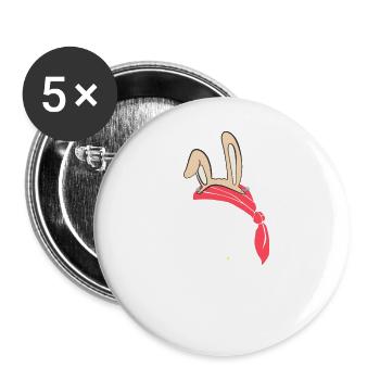 Jolly Roger Easter Funny Bunny Apparel pour oeuf - Lot de 5 grands badges (56 mm) - blanc - Devant