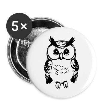 Cute owl - Buttons large 2.2''/56 mm (5-pack) - white - Front