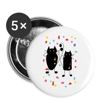 Chats - Lot de 5 grands badges (56 mm) - blanc - Devant