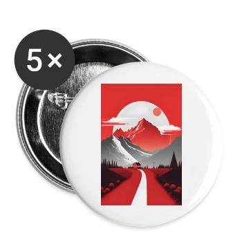 minimalistisch Natur Berge Geschenk - Buttons groß 56 mm (5er Pack) - Weiß - Vorne