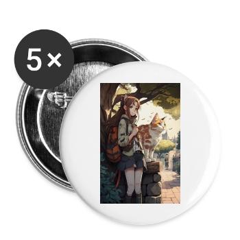 Anime Manga Cat Woman Idée cadeau - Lot de 5 grands badges (56 mm) - blanc - Devant