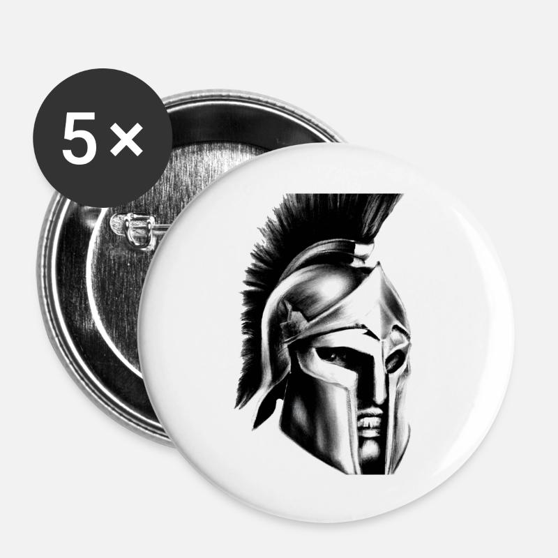 Spartanerne - Buttons/Badges stor, 56 mm (5-pack) - hvid