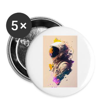 Astronaut malt ZEN - Buttons groß 56 mm (5er Pack) - Weiß - Vorne