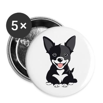 Happy dog puppy with outstretched tongue - Buttons large 2.2''/56 mm (5-pack) - white - Front