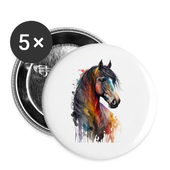 Multicolor Pferde Liebhaber | Horse Design - Buttons groß 56 mm (5er Pack) - Weiß - Vorne