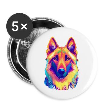 dogs dog dog dog owner german shepherd dog owner - Buttons large 2.2''/56 mm (5-pack) - white - Front