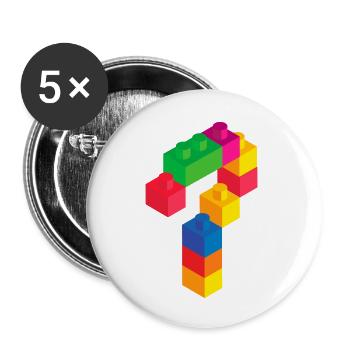 Mignon Block Building 7ème anniversaire Cadeau 7 ans - Lot de 5 grands badges (56 mm) - blanc - Devant