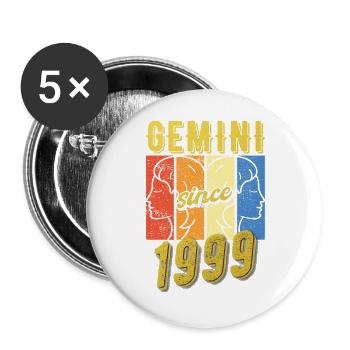 Cadeau du Zodiaque Gémeaux 1999 - Lot de 5 grands badges (56 mm) - blanc - Devant