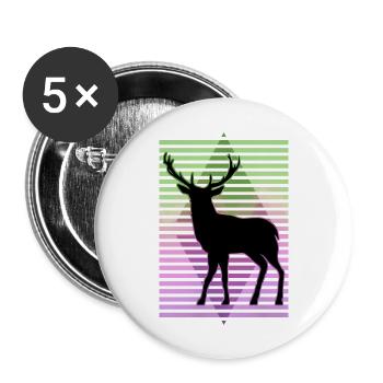 Cerf - Lot de 5 grands badges (56 mm) - blanc - Devant